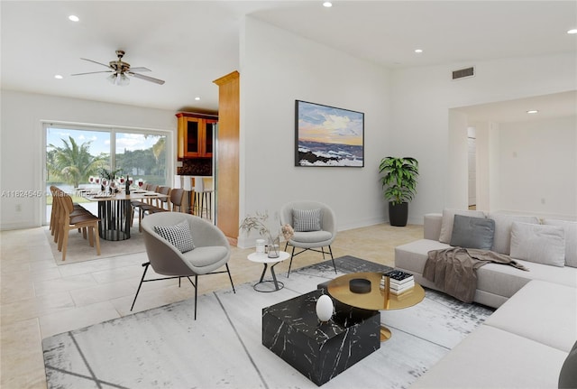 12511 SW 115th Ave, Miami, FL 33176 - living room with recessed lighting and ceiling fan