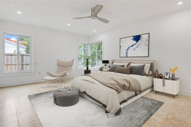 12511 SW 115th Ave, Miami, FL 33176 - bedroom featuring multiple windows, recessed lighting, and ceiling fan