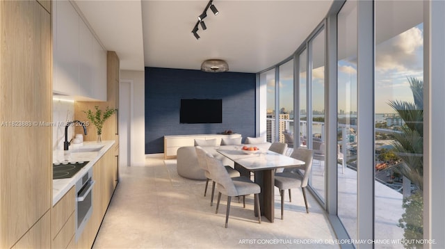 7200 Collins Ave Unit 1113, Miami Beach, FL 33141 - dining room with track lighting and light tile patterned floors