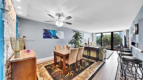 200 Leslie Dr Unit 407, Hallandale Beach, FL 33009 - dining room with wood finished floors and ceiling fan