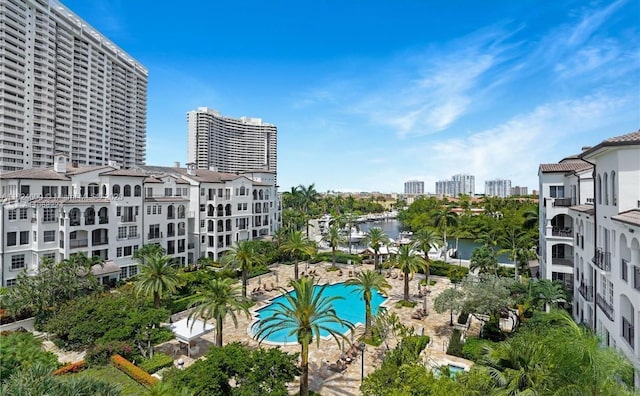 3900 Island Blvd Unit B408, Aventura, FL 33160 - view of swimming pool with a water view and a city view