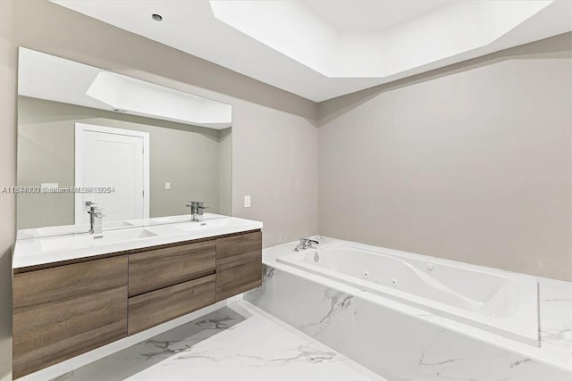 3900 Island Blvd Unit B408, Aventura, FL 33160 - full bath with marble finish floors, a jetted tub, and double vanity