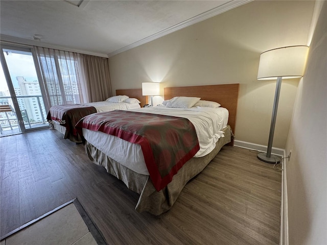 19201 Collins Ave Unit 1137, Sunny Isles Beach, FL 33160 - bedroom with wood finished floors, access to outside, and ornamental molding