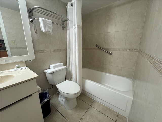 19201 Collins Ave Unit 1137, Sunny Isles Beach, FL 33160 - full bath featuring tile patterned flooring, tile walls, shower / bath combo, and vanity