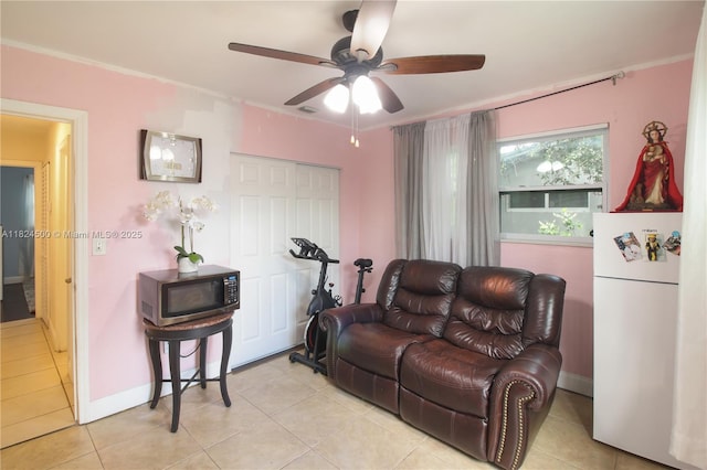 6459 Evans St, Hollywood, FL 33024 - living room featuring light tile patterned flooring and ceiling fan