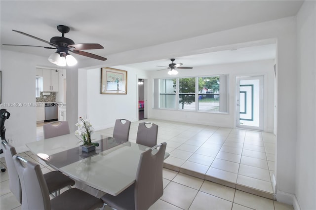 6459 Evans St, Hollywood, FL 33024 - dining space with a ceiling fan and light tile patterned floors
