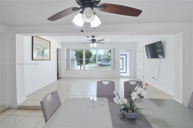 6459 Evans St, Hollywood, FL 33024 - unfurnished dining area featuring tile patterned floors and ceiling fan