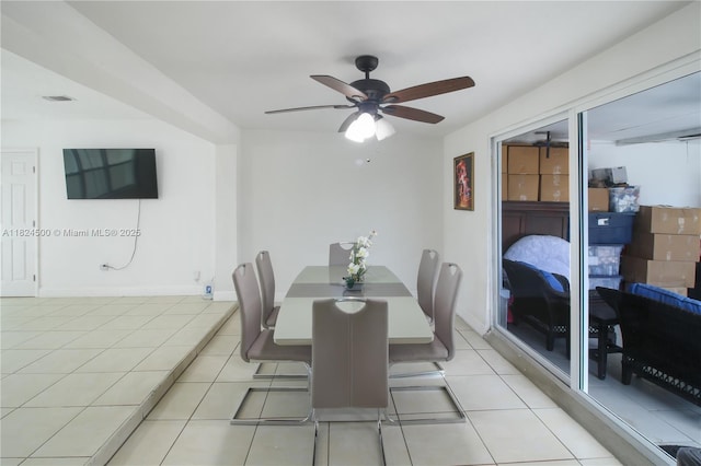 6459 Evans St, Hollywood, FL 33024 - dining room featuring ceiling fan and light tile patterned flooring