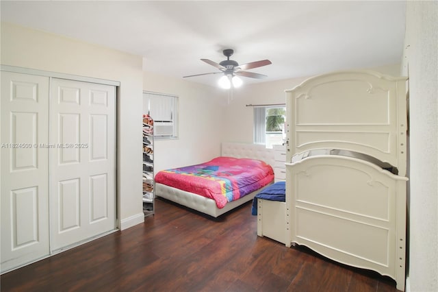 6459 Evans St, Hollywood, FL 33024 - bedroom featuring wood finished floors, a closet, ceiling fan, and cooling unit