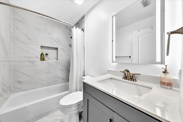 12926 SW 50th St, Miramar, FL 33027 - full bathroom with vanity, shower / tub combo, and marble finish floors