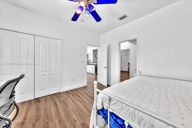 12926 SW 50th St, Miramar, FL 33027 - bedroom featuring wood finished floors, a closet, and ceiling fan