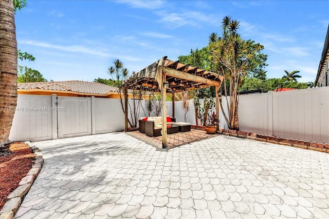 12926 SW 50th St, Miramar, FL 33027 - fenced backyard featuring a patio, a pergola, and an outdoor living space