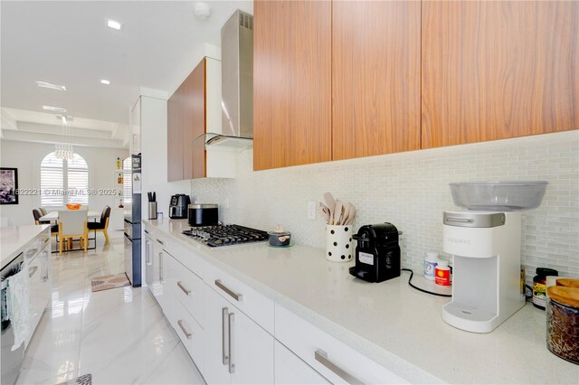 8965 NW 174th Ln, Hialeah, FL 33018 - kitchen featuring stainless steel appliances, modern cabinets, wall chimney exhaust hood, backsplash, and recessed lighting