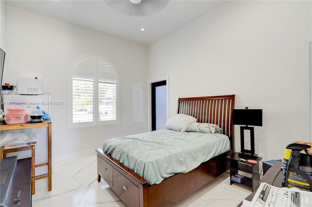 8965 NW 174th Ln, Hialeah, FL 33018 - bedroom with light marble finish flooring and ceiling fan