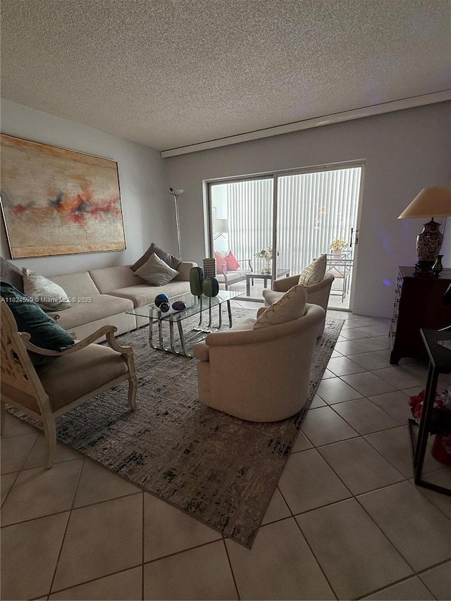 4001 Hillcrest Dr Unit 710, Hollywood, FL 33021 - living room featuring light tile patterned floors and a textured ceiling