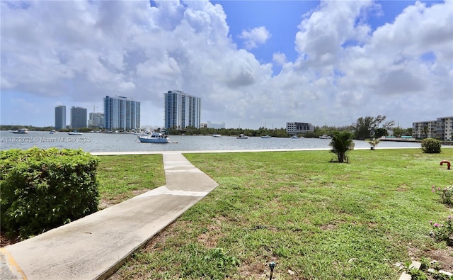 2920 Point E Dr Unit N208, Aventura, FL 33160 - view of green lawn featuring a water view and a view of city