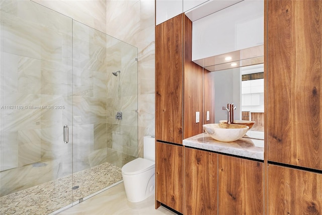 9741 SE Gomez Ave, Hobe Sound, FL 33455 - bathroom featuring a stall shower and vanity