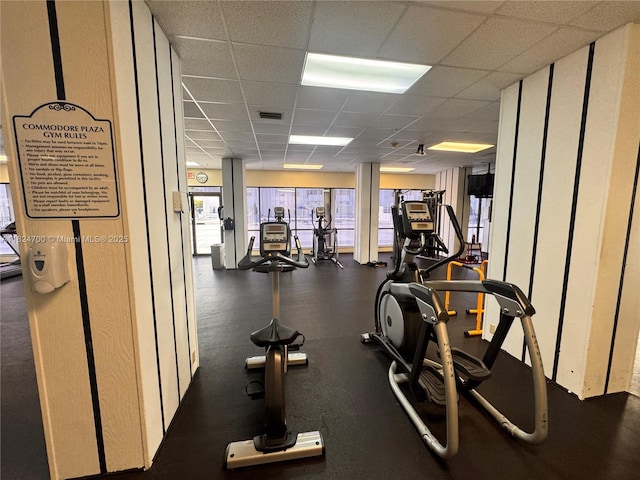 2750 NE 183rd St Unit 2103, Aventura, FL 33160 - exercise room with a paneled ceiling