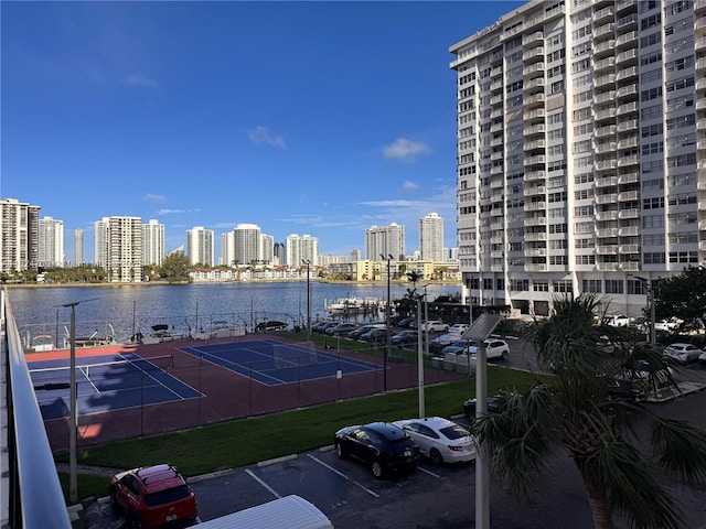 2750 NE 183rd St Unit 2103, Aventura, FL 33160 - view of tennis court with a water view and a view of skyline