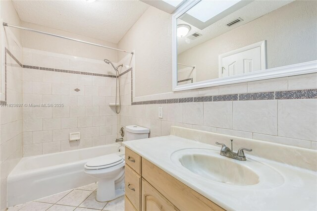 156 SW 126th Ave, Plantation, FL 33325 - bathroom featuring shower / bath combination, vanity, tile walls, tile patterned floors, and a textured ceiling