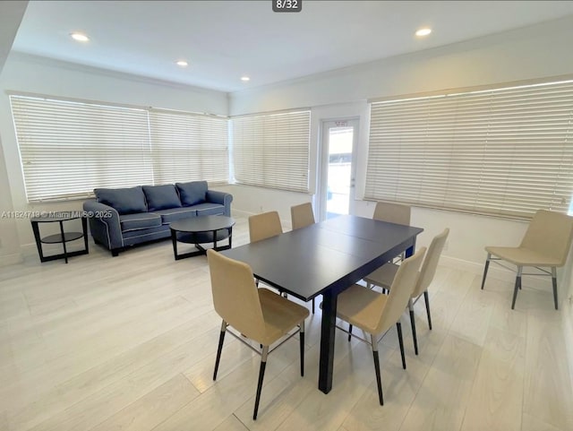 326 Harrison St Unit 303A, Hollywood, FL 33019 - dining area featuring light wood-style flooring and recessed lighting