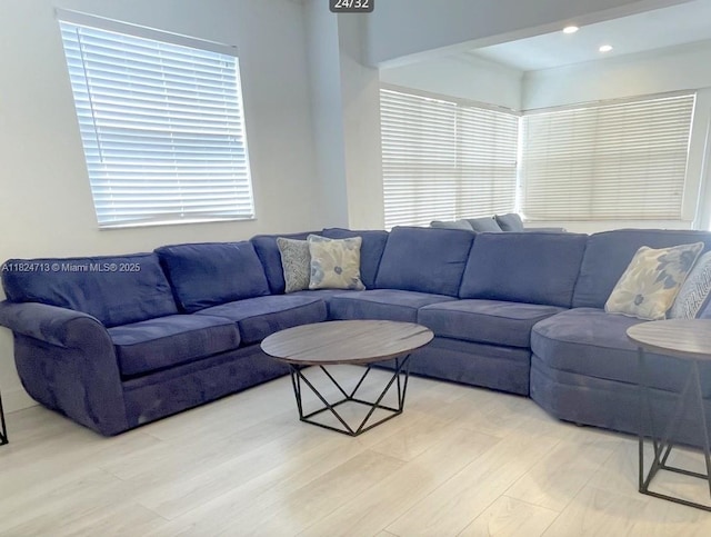 326 Harrison St Unit 303A, Hollywood, FL 33019 - living room featuring light wood-style floors and recessed lighting