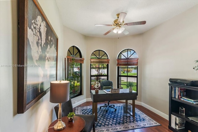 1273 SW 161st Ave, Pembroke Pines, FL 33027 - office area with wood finished floors and ceiling fan