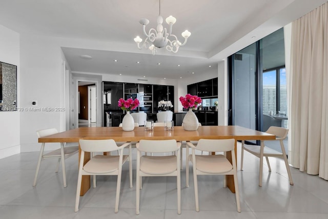 18555 Collins Ave Unit 4605, Sunny Isles Beach, FL 33160 - dining area featuring a chandelier and recessed lighting