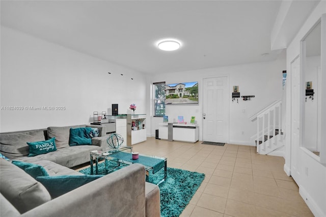 11854 SW 27th St, Miramar, FL 33025 - living area with stairs and light tile patterned floors