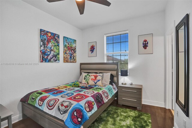 11854 SW 27th St, Miramar, FL 33025 - bedroom with dark wood-style flooring and a ceiling fan