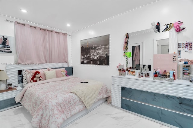 31 SW 58th Ct, Miami, FL 33144 - bedroom featuring marble look tile flooring and recessed lighting