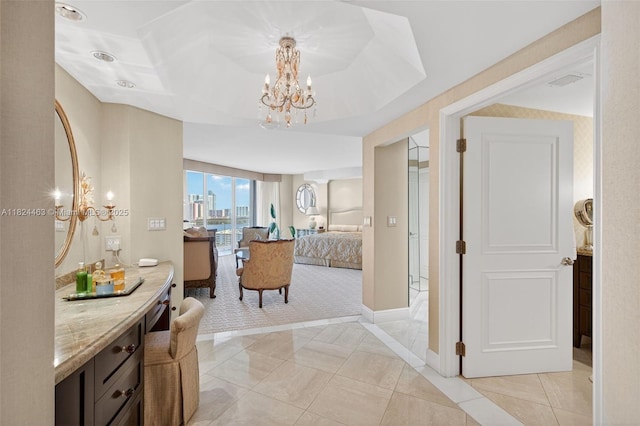 2800 Island Blvd Unit 1505, Aventura, FL 33160 - hall with a chandelier and light tile patterned floors