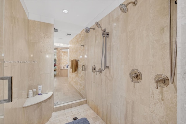 2800 Island Blvd Unit 1505, Aventura, FL 33160 - full bath with a stall shower, tile walls, and tile patterned flooring