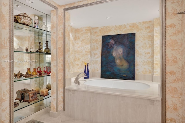 2800 Island Blvd Unit 1505, Aventura, FL 33160 - full bath featuring wallpapered walls, a bath, and tile patterned flooring