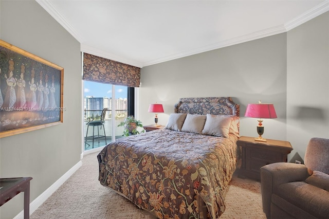 2800 Island Blvd Unit 1505, Aventura, FL 33160 - bedroom with access to exterior, crown molding, and carpet floors
