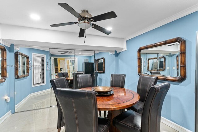 10091 SW 137th Pl, Miami, FL 33186 - dining space with baseboards and a ceiling fan
