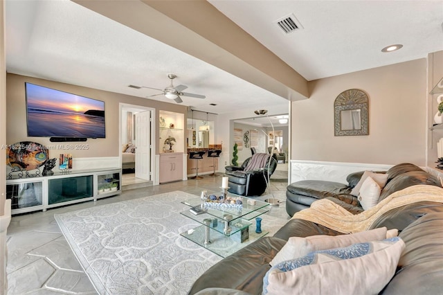 501 SE 7th Ave, Pompano Beach, FL 33060 - living area with a ceiling fan and recessed lighting
