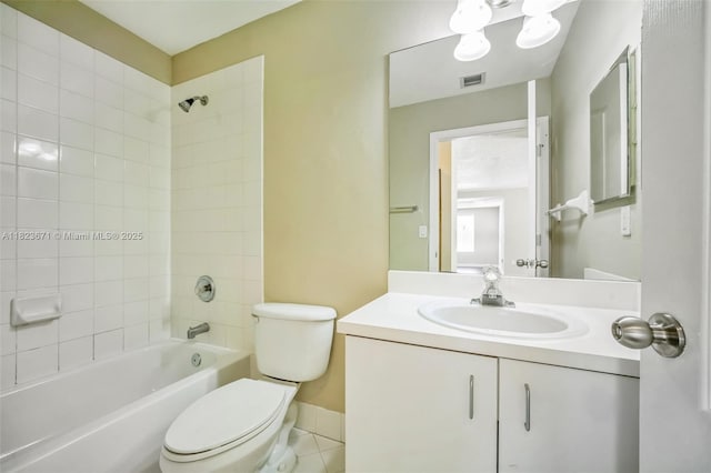 8995 SW 213th St, Cutler Bay, FL 33189 - full bathroom with vanity, washtub / shower combination, tile patterned flooring, and a chandelier