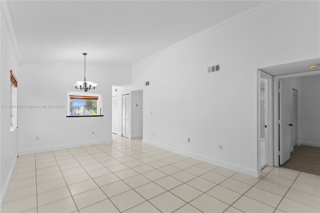 6445 SW 130th Pl Unit 612, Miami, FL 33183 - unfurnished room featuring crown molding, a chandelier, and light tile patterned flooring