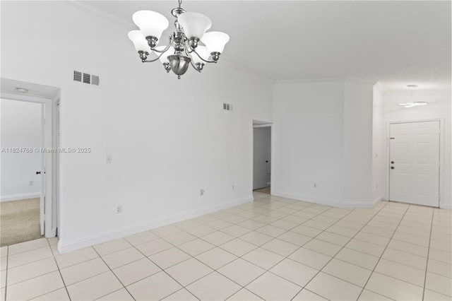 6445 SW 130th Pl Unit 612, Miami, FL 33183 - unfurnished room featuring a chandelier, crown molding, and light tile patterned floors