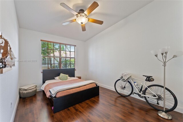 18739 SW 28th St, Miramar, FL 33029 - bedroom with wood finished floors, a ceiling fan, and lofted ceiling