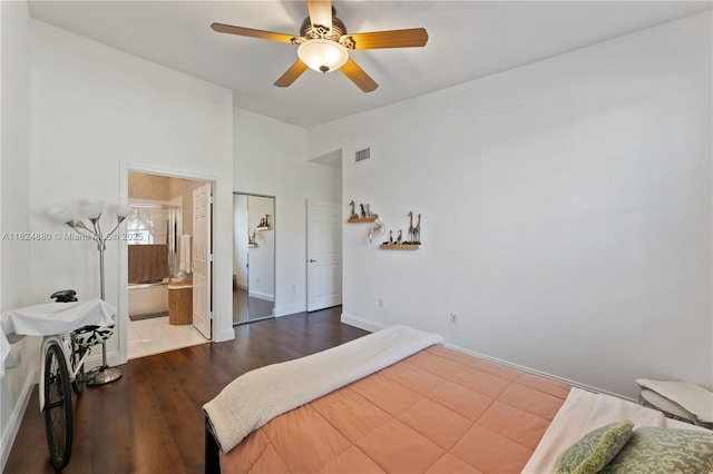 18739 SW 28th St, Miramar, FL 33029 - bedroom featuring wood finished floors, ceiling fan, and ensuite bathroom