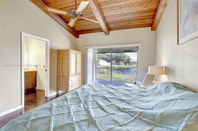 1600 SW 72nd Ave, Plantation, FL 33317 - bedroom featuring wood ceiling, access to outside, wood finished floors, and a water view