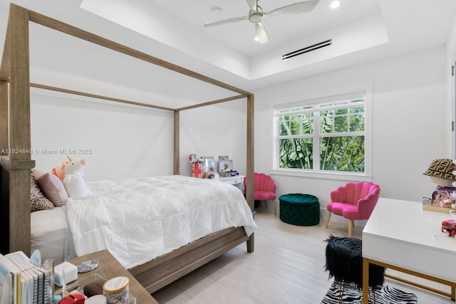 6790 SW 72nd Ct, Miami, FL 33143 - bedroom with a raised ceiling, wood finished floors, and a ceiling fan