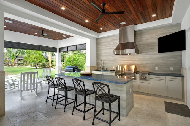 6790 SW 72nd Ct, Miami, FL 33143 - view of patio with an outdoor kitchen and a ceiling fan