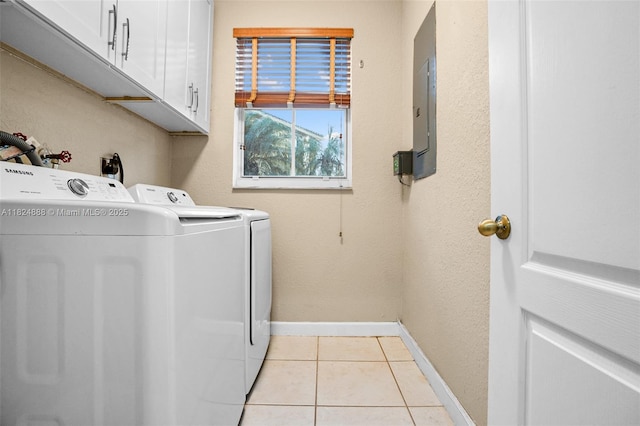 3610 SW 167th Ter, Miramar, FL 33027 - laundry room with cabinet space, light tile patterned floors, washing machine and dryer, and electric panel