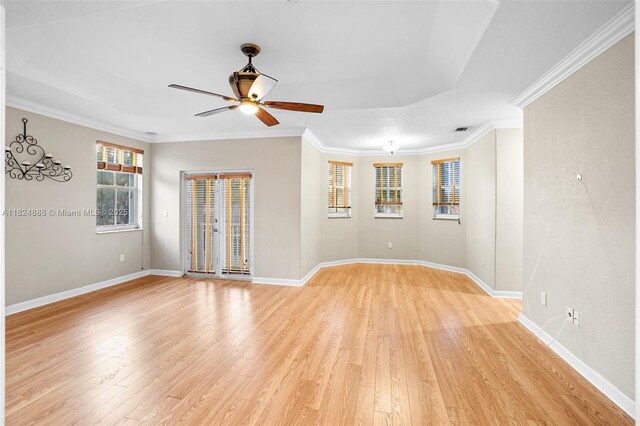 3610 SW 167th Ter, Miramar, FL 33027 - spare room with light wood-style floors, a ceiling fan, and crown molding