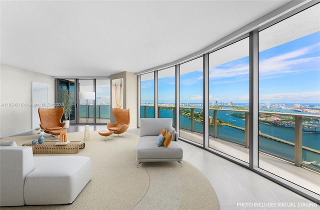 488 NE 18th St Unit 4112, Miami, FL 33132 - living room with floor to ceiling windows and a water view