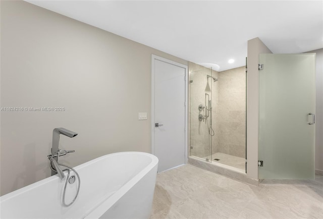 488 NE 18th St Unit 4112, Miami, FL 33132 - full bathroom with a stall shower and a freestanding tub