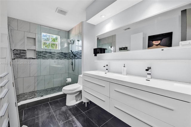 20709 NW 1st St, Pembroke Pines, FL 33029 - full bathroom featuring double vanity, a shower stall, and tile patterned floors